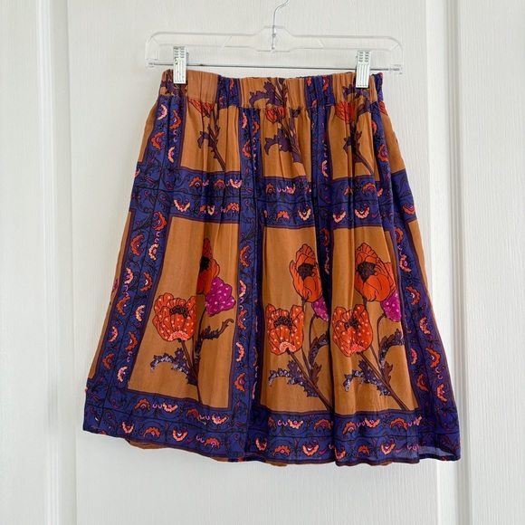 Maeve Dresses & Skirts - Anthropologie Maeve Skirt Sequin Floral Brown Purple